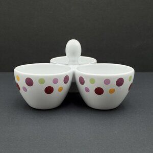 Pampered Chef Simple Additions Dots 3 Section Server Polka Dot 3 Bowl Server